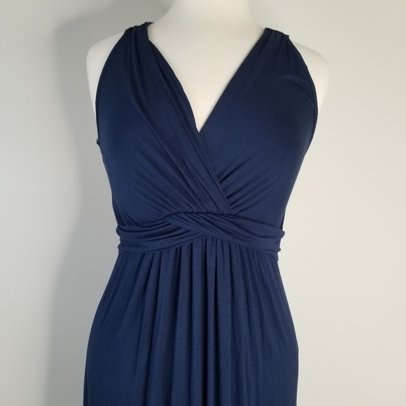 NWT Gilli Gabbiey Crochet Back Knit Maternity Maxi Dress Navy Racerback Size M - Picture 4 of 14